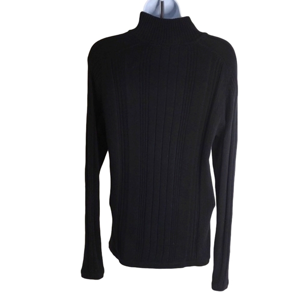 DKNY Jeans Black Cable Sweater Zipper Collar Small - Picture 5 of 10